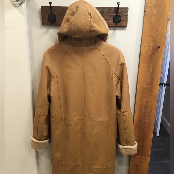 Vintage Fitz Wright Womens Leather Trench Coat Size S Hooded Maxi Penny Lane - Picture 6 of 16